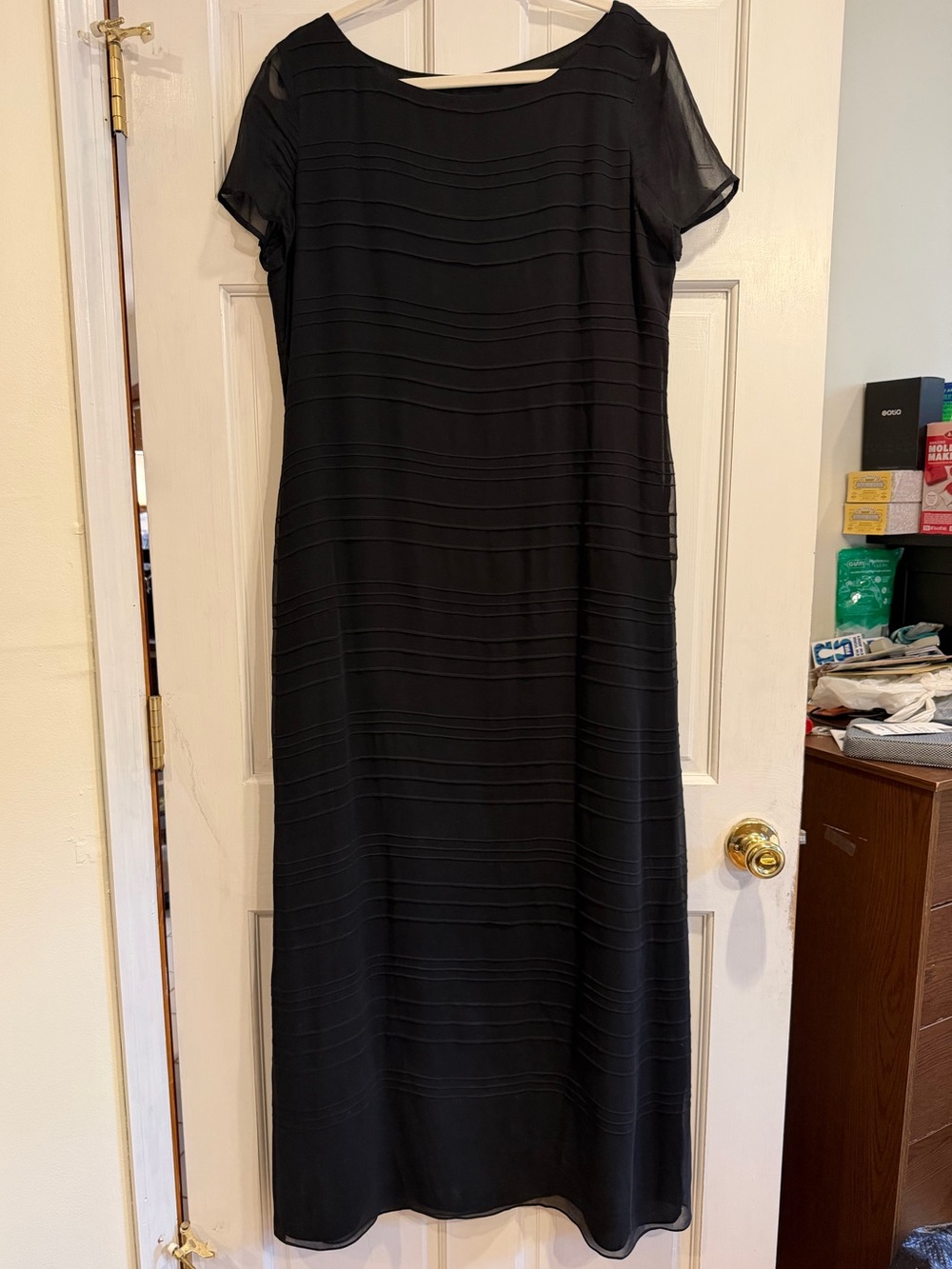 Dana Buchman Black Layered Short-Sleeve Maxi Dress